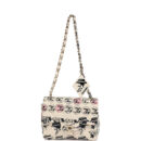 Vintage Chanel Mini Logo Square Flap Bag Light Pink Multi Printed Nylon Light Gold Hardware