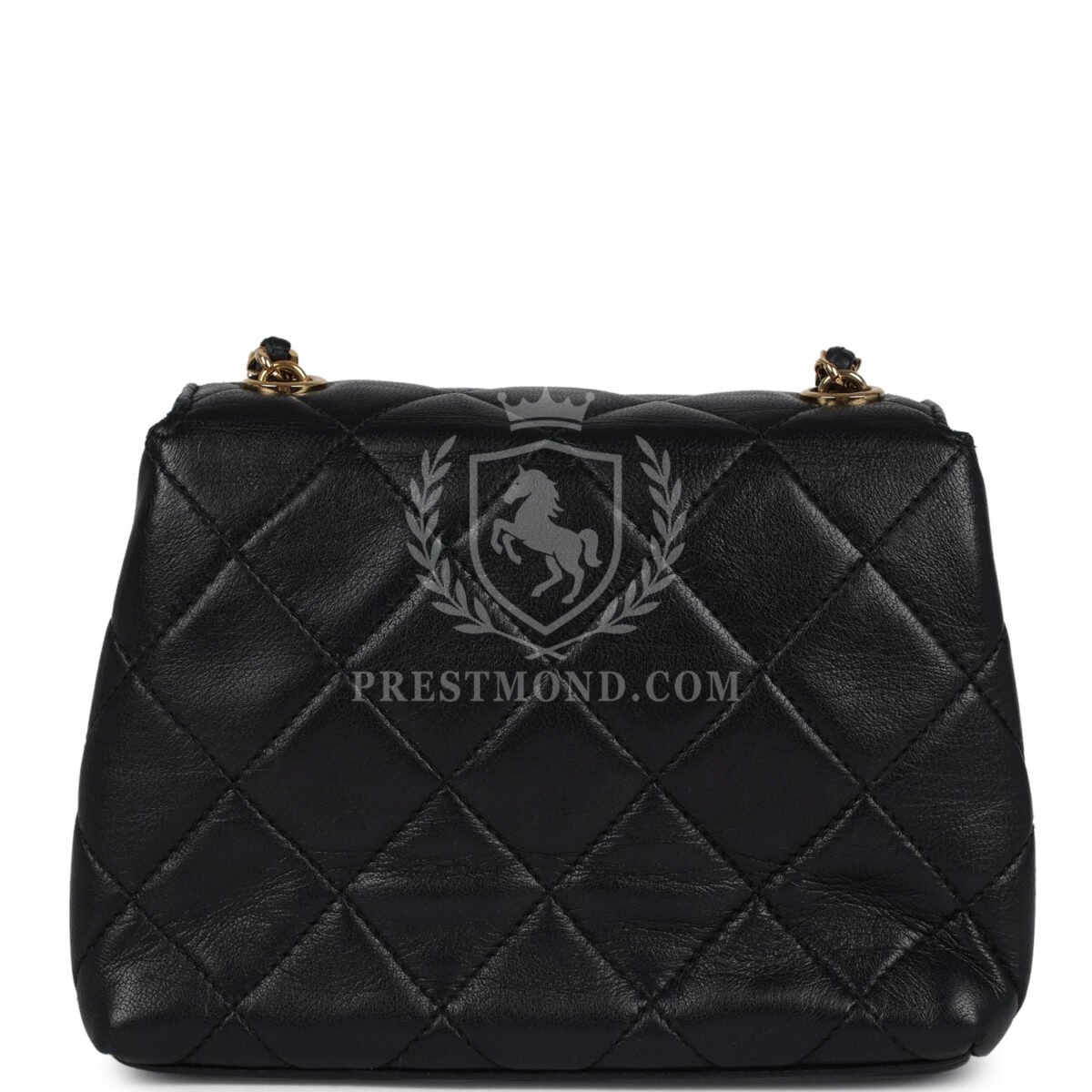 Vintage Chanel Mini Camellia Flap Bag Black Lambskin Gold Hardware — изображение 4