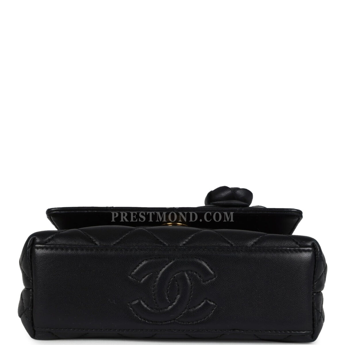 Vintage Chanel Mini Camellia Flap Bag Black Lambskin Gold Hardware — изображение 6