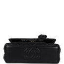 Vintage Chanel Mini Camellia Flap Bag Black Lambskin Gold Hardware