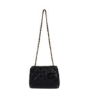 Vintage Chanel Mini Camellia Flap Bag Black Lambskin Gold Hardware