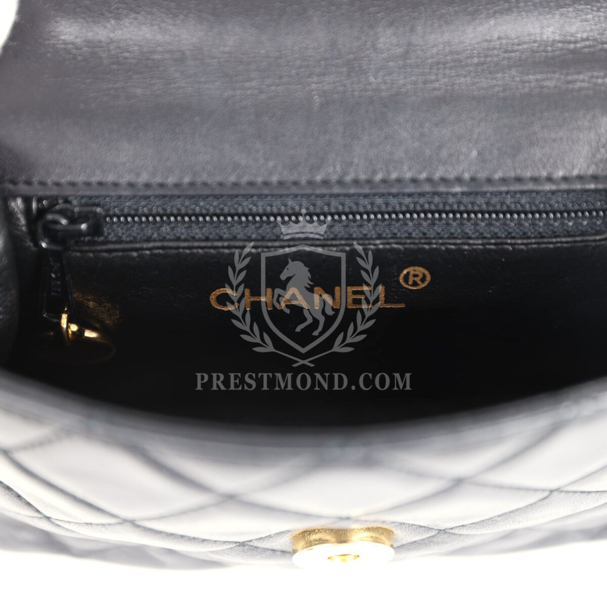 Vintage Chanel Mini Camellia Flap Bag Black Lambskin Gold Hardware — изображение 9