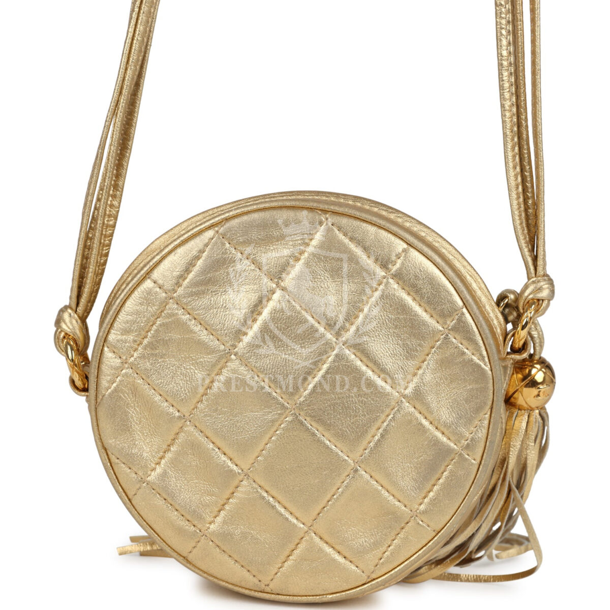Vintage Chanel Mini CC Round Crossbody Bag Gold Lambskin Gold Hardware — изображение 4