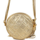 Vintage Chanel Mini CC Round Crossbody Bag Gold Lambskin Gold Hardware
