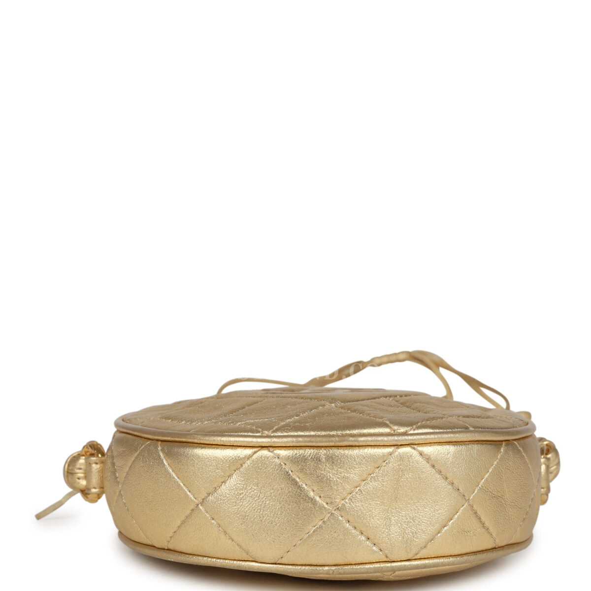 Vintage Chanel Mini CC Round Crossbody Bag Gold Lambskin Gold Hardware — изображение 6