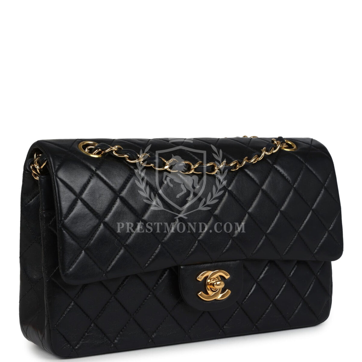 Vintage Chanel Medium Classic Double Flap Bag Black Lambskin Gold Hardware — изображение 2