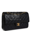 Vintage Chanel Medium Classic Double Flap Bag Black Lambskin Gold Hardware