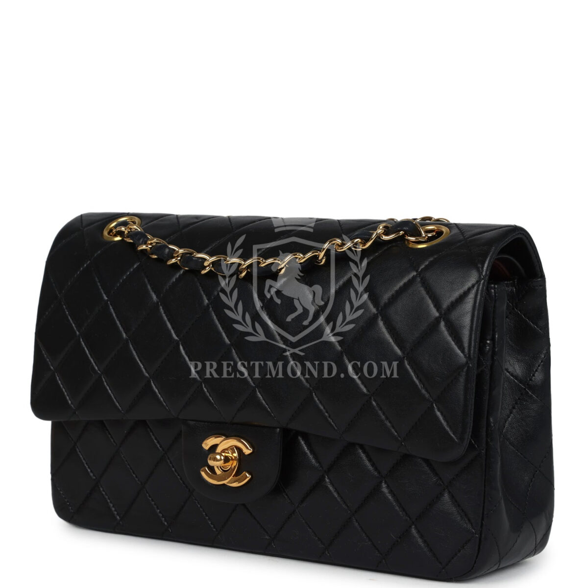 Vintage Chanel Medium Classic Double Flap Bag Black Lambskin Gold Hardware — изображение 5