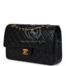 Vintage Chanel Medium Classic Double Flap Bag Black Lambskin Gold Hardware