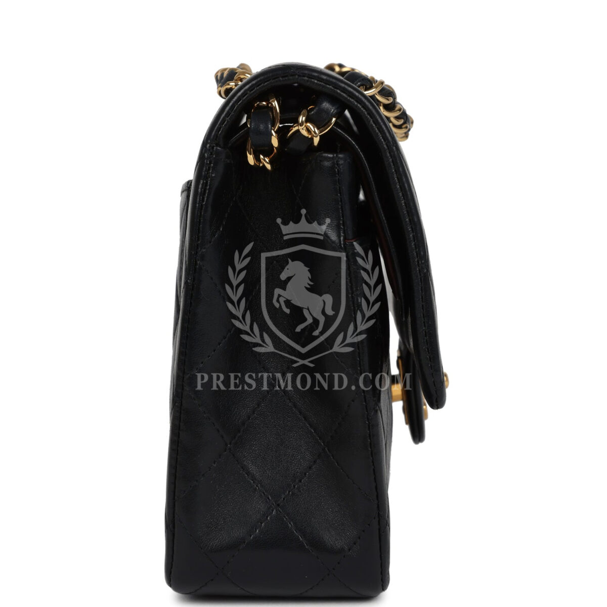 Vintage Chanel Medium Classic Double Flap Bag Black Lambskin Gold Hardware — изображение 3
