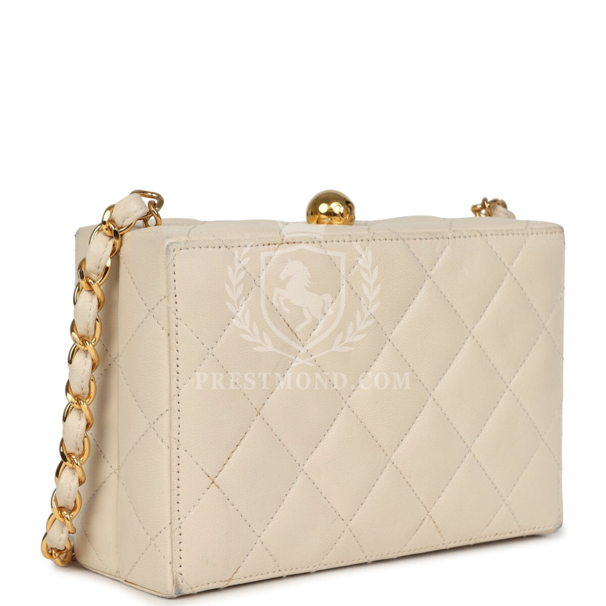 Vintage Chanel Box Clutch Bag Beige Lambskin Gold Hardware — изображение 2
