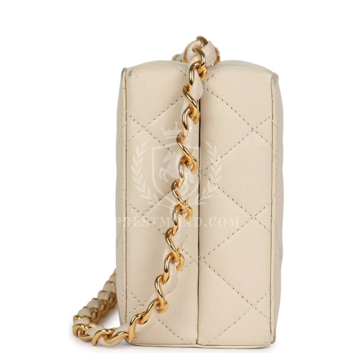 Vintage Chanel Box Clutch Bag Beige Lambskin Gold Hardware — изображение 3