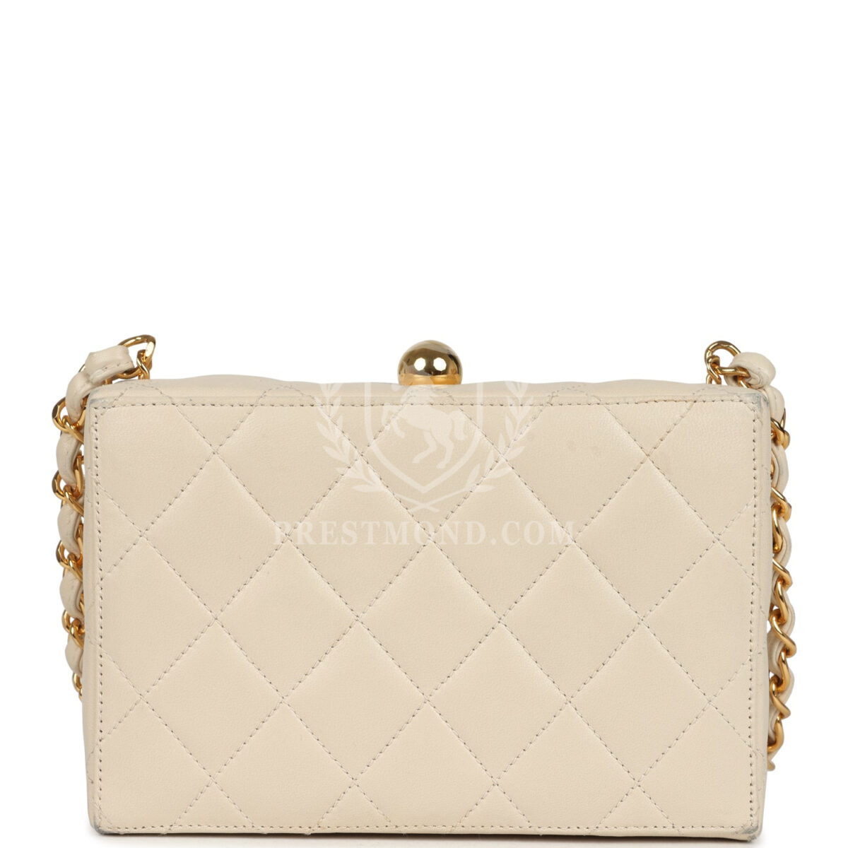 Vintage Chanel Box Clutch Bag Beige Lambskin Gold Hardware — изображение 4