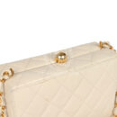 Vintage Chanel Box Clutch Bag Beige Lambskin Gold Hardware