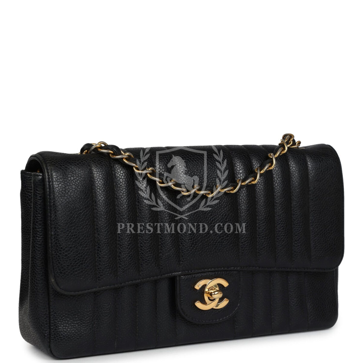 Vintage Chanel Medium Vertical Flap Bag Black Caviar Gold Hardware — изображение 2