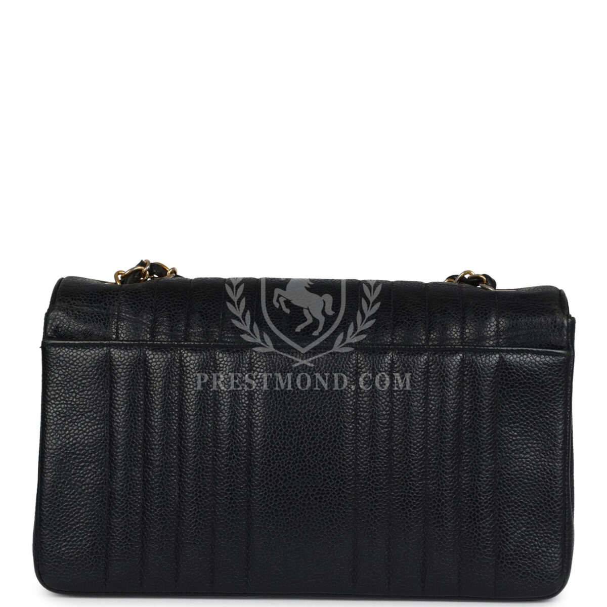 Vintage Chanel Medium Vertical Flap Bag Black Caviar Gold Hardware — изображение 4