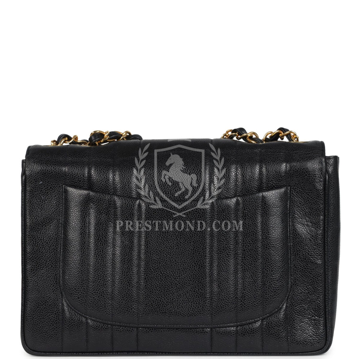 Vintage Chanel Jumbo Classic Mademoiselle Vertical Flap Black Caviar Gold Hardware — изображение 4