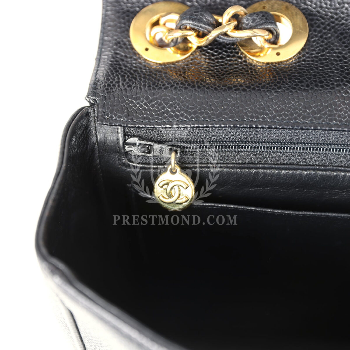 Vintage Chanel Jumbo Classic Mademoiselle Vertical Flap Black Caviar Gold Hardware — изображение 10