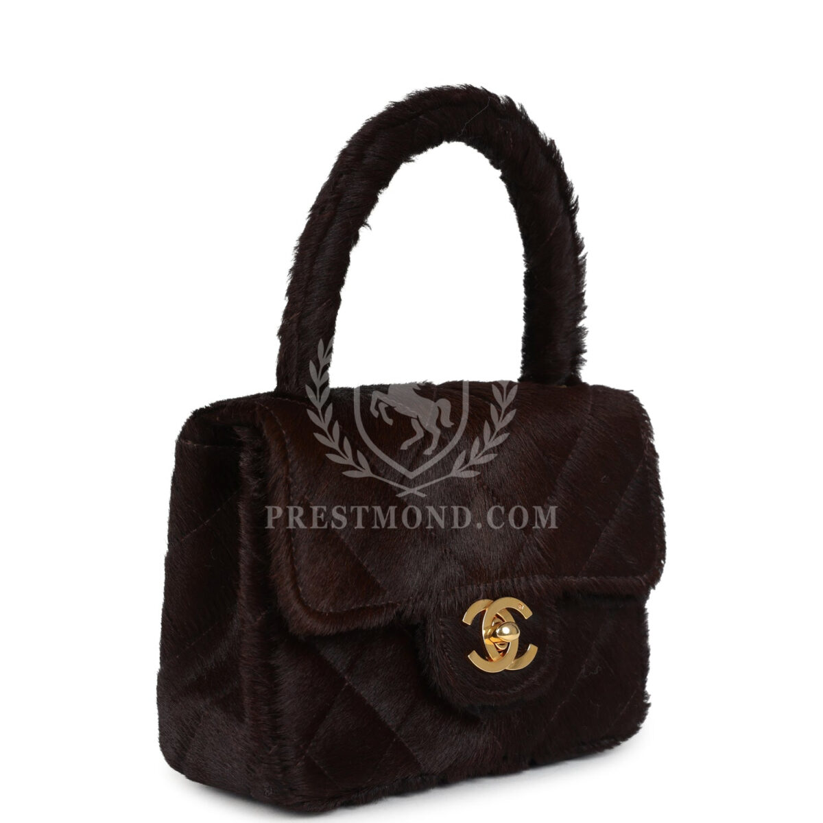 Vintage Chanel Micro Kelly Child Dark Brown Pony Hair Gold Hardware — изображение 2