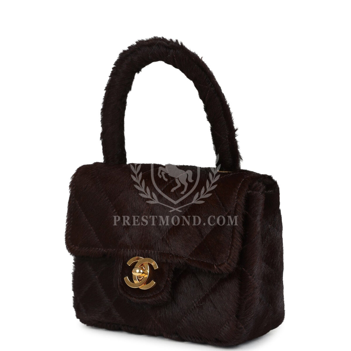 Vintage Chanel Micro Kelly Child Dark Brown Pony Hair Gold Hardware — изображение 5