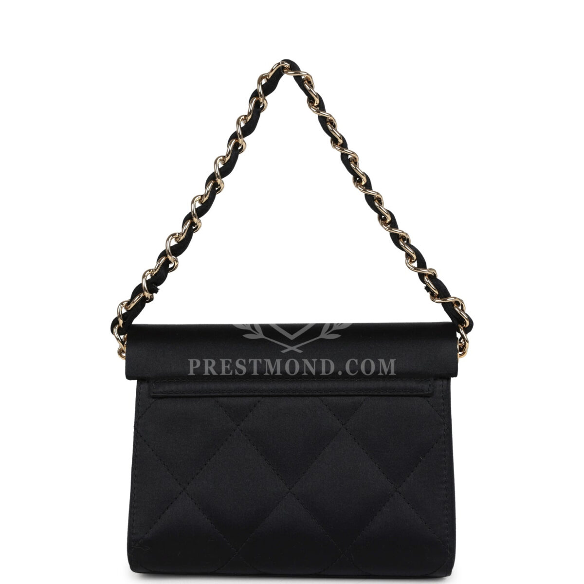 Vintage Chanel Mini Evening Handbag Bag Black Satin Gold Hardware — изображение 4