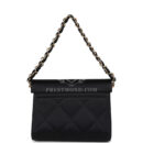 Vintage Chanel Mini Evening Handbag Bag Black Satin Gold Hardware