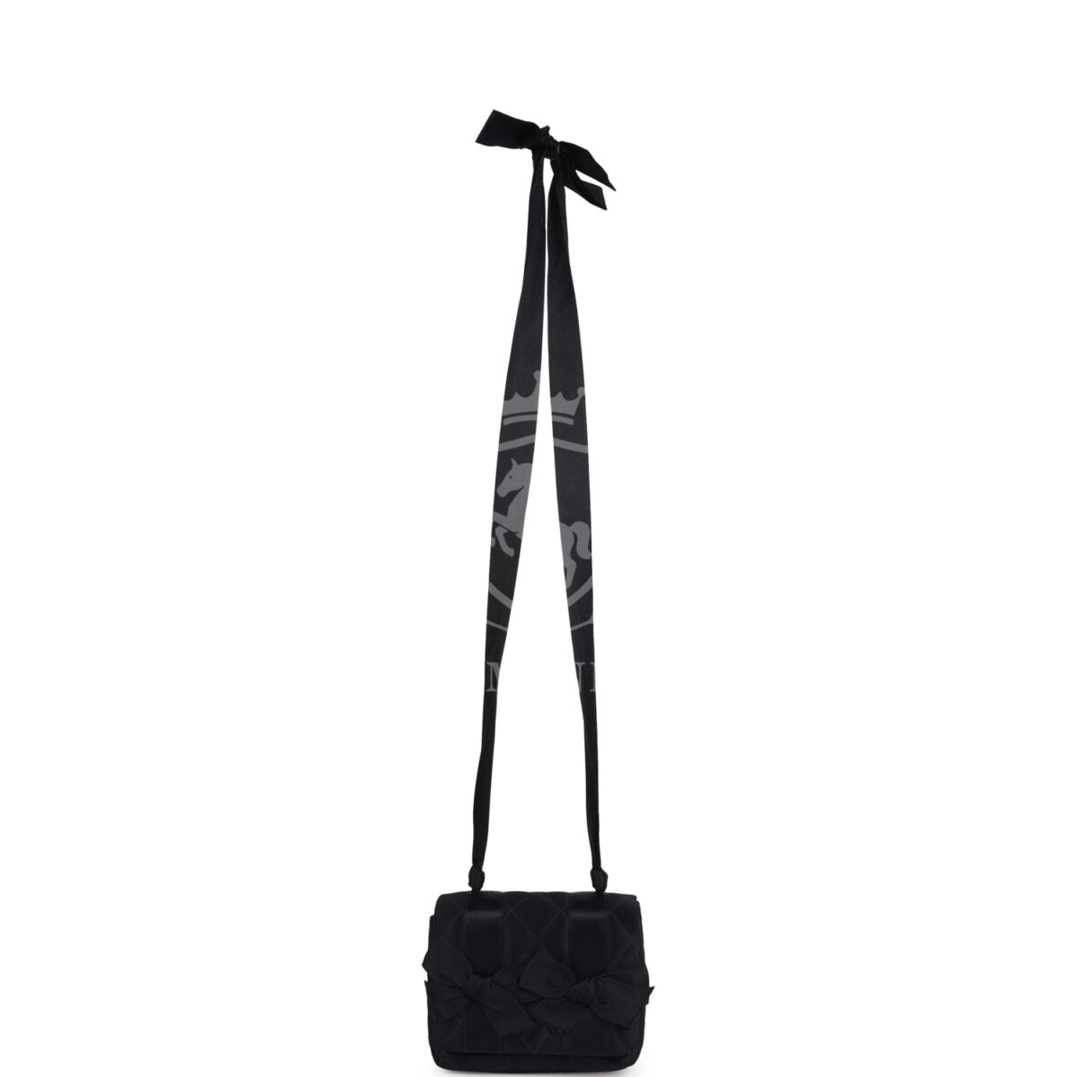 Vintage Chanel Mini Bow Shoulder Bag Black Satin Gold Hardware — изображение 7