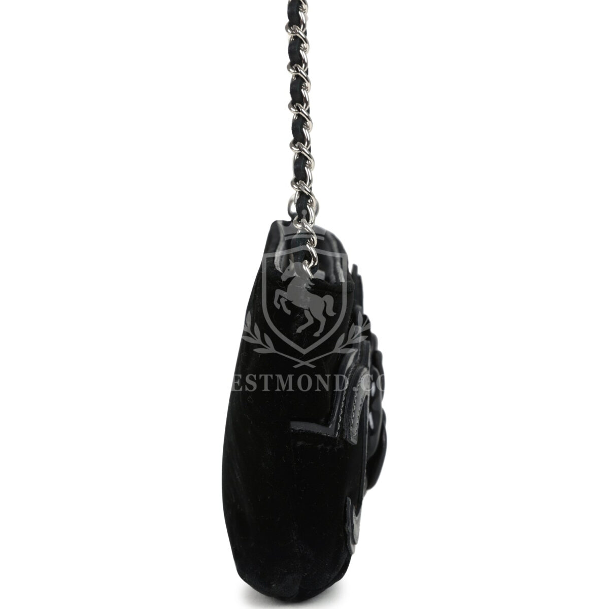 Vintage Chanel No. 5 Camelia Pochette Black Velvet Silver Hardware — изображение 3