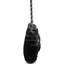 Vintage Chanel No. 5 Camelia Pochette Black Velvet Silver Hardware