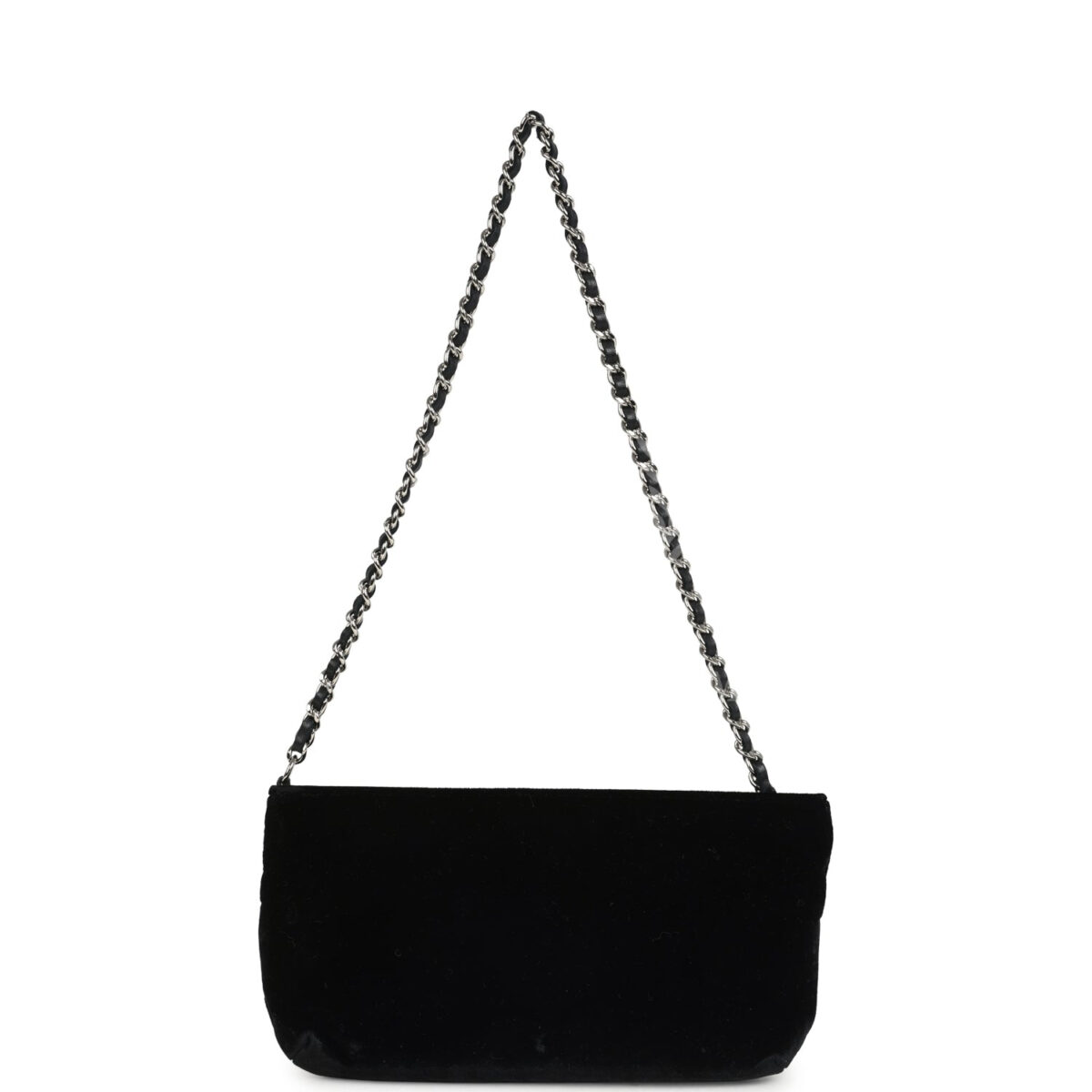 Vintage Chanel No. 5 Camelia Pochette Black Velvet Silver Hardware — изображение 4