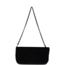 Vintage Chanel No. 5 Camelia Pochette Black Velvet Silver Hardware