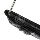 Vintage Chanel No. 5 Camelia Pochette Black Velvet Silver Hardware