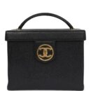 Vintage Chanel Large Box Vanity Bag Black Caviar Gold Hardware