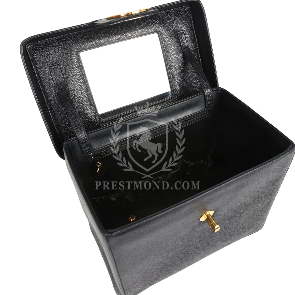 Vintage Chanel Large Box Vanity Bag Black Caviar Gold Hardware — изображение 8