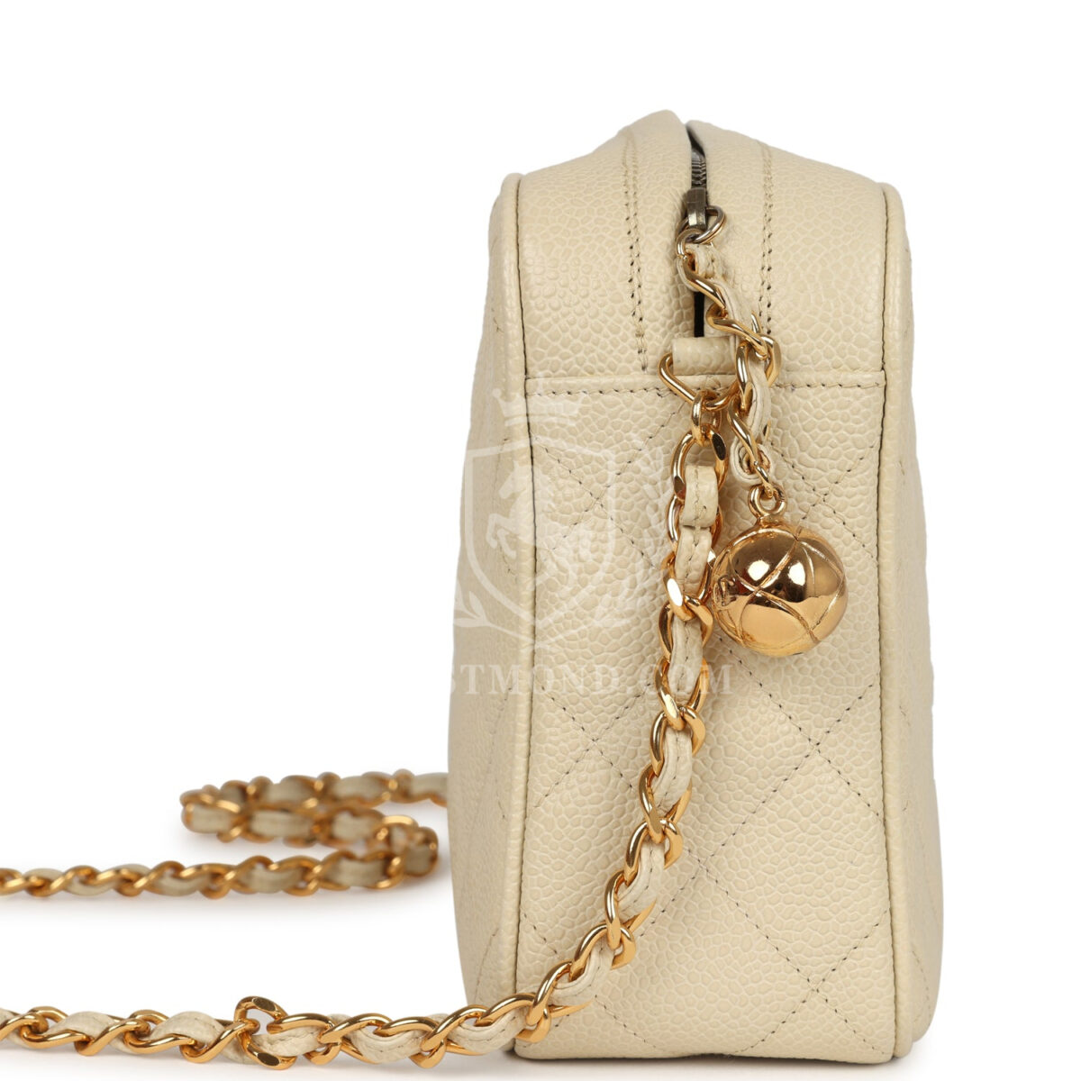 Vintage Chanel Medium Camera Bag Light Beige Caviar Gold Hardware — изображение 3
