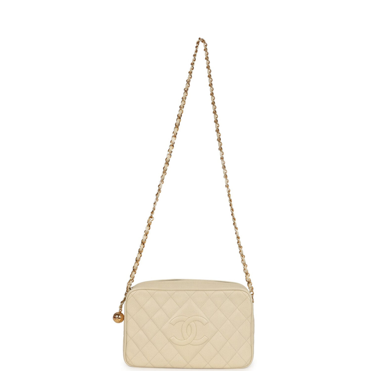 Vintage Chanel Medium Camera Bag Light Beige Caviar Gold Hardware — изображение 8