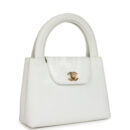 Vintage Chanel Small Kelly White Caviar Gold Hardware