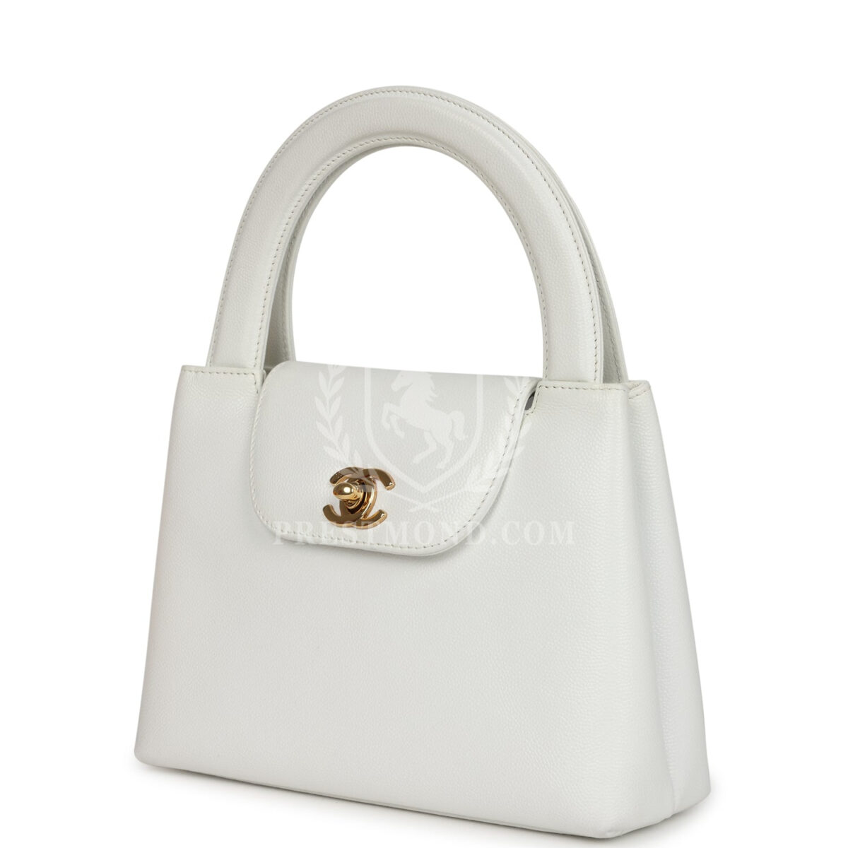 Vintage Chanel Small Kelly White Caviar Gold Hardware — изображение 5