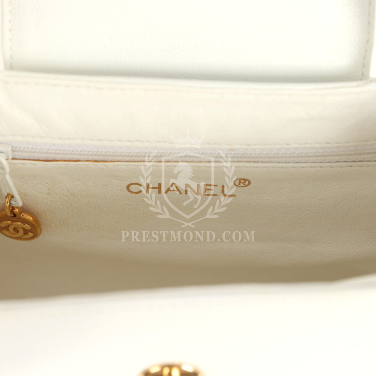Vintage Chanel Small Kelly White Caviar Gold Hardware — изображение 8