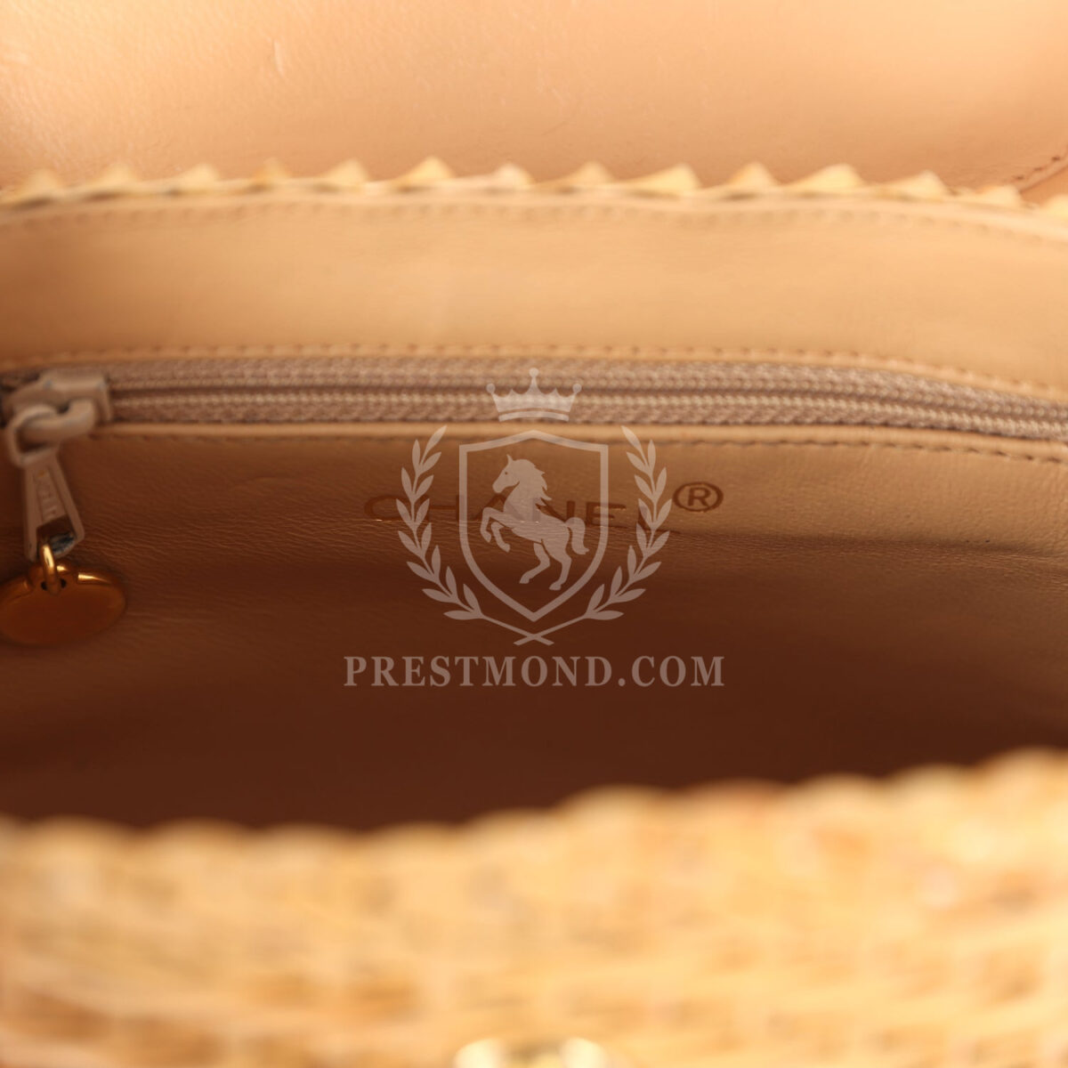 Vintage Chanel Basket Bag Beige Lambskin and Rattan Wicker Gold Hardware — изображение 9