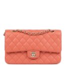 Vintage Chanel Medium Classic Double Flap Coral Caviar Light Gold Hardware