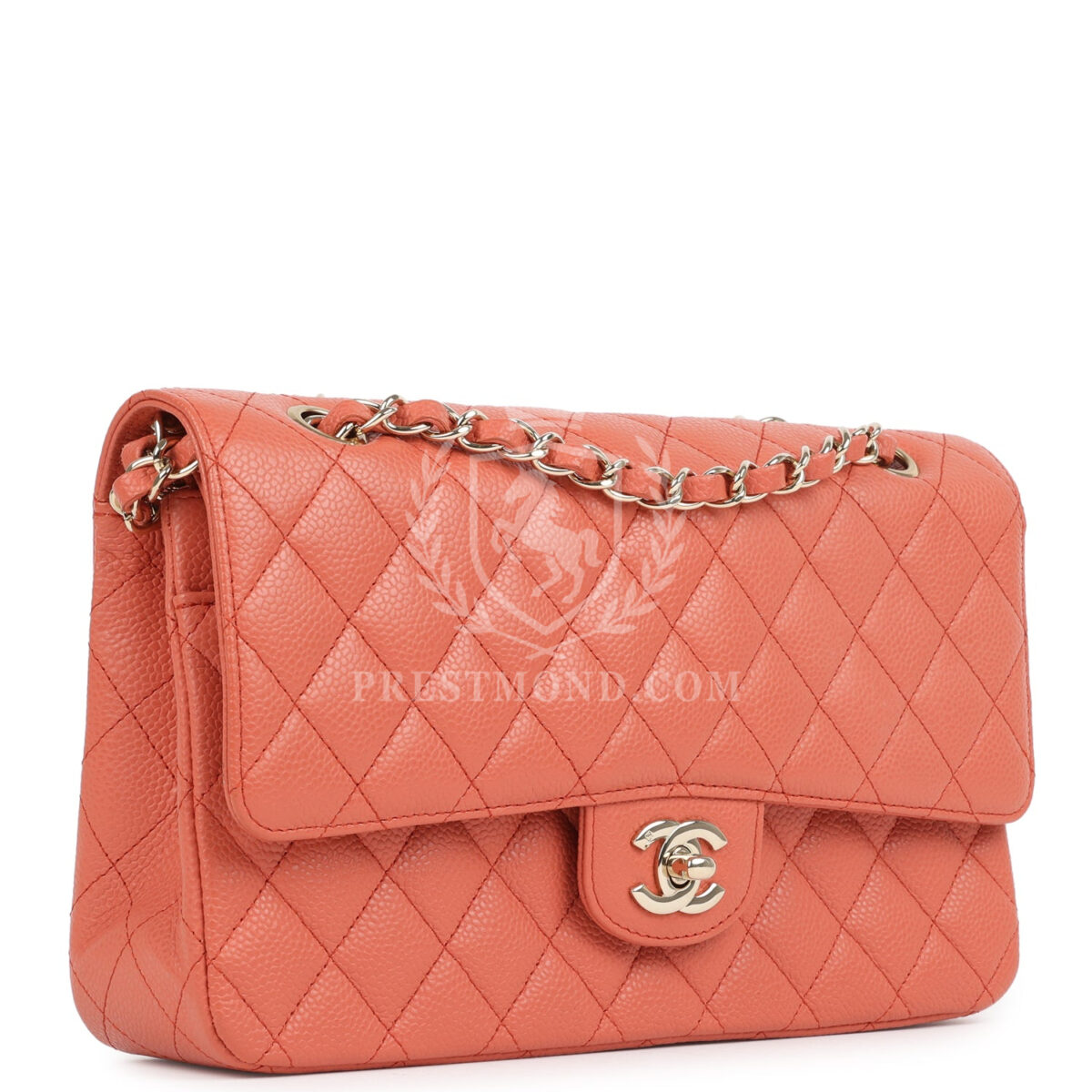 Vintage Chanel Medium Classic Double Flap Coral Caviar Light Gold Hardware — изображение 2