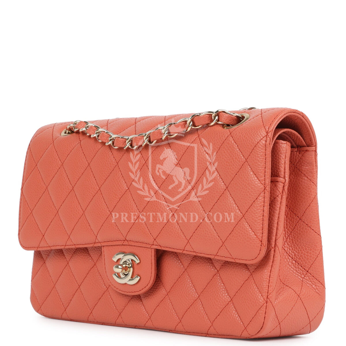 Vintage Chanel Medium Classic Double Flap Coral Caviar Light Gold Hardware — изображение 5