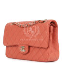 Vintage Chanel Medium Classic Double Flap Coral Caviar Light Gold Hardware