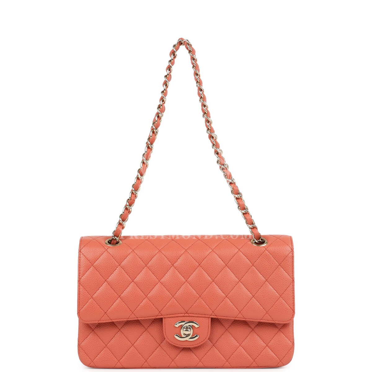 Vintage Chanel Medium Classic Double Flap Coral Caviar Light Gold Hardware — изображение 7