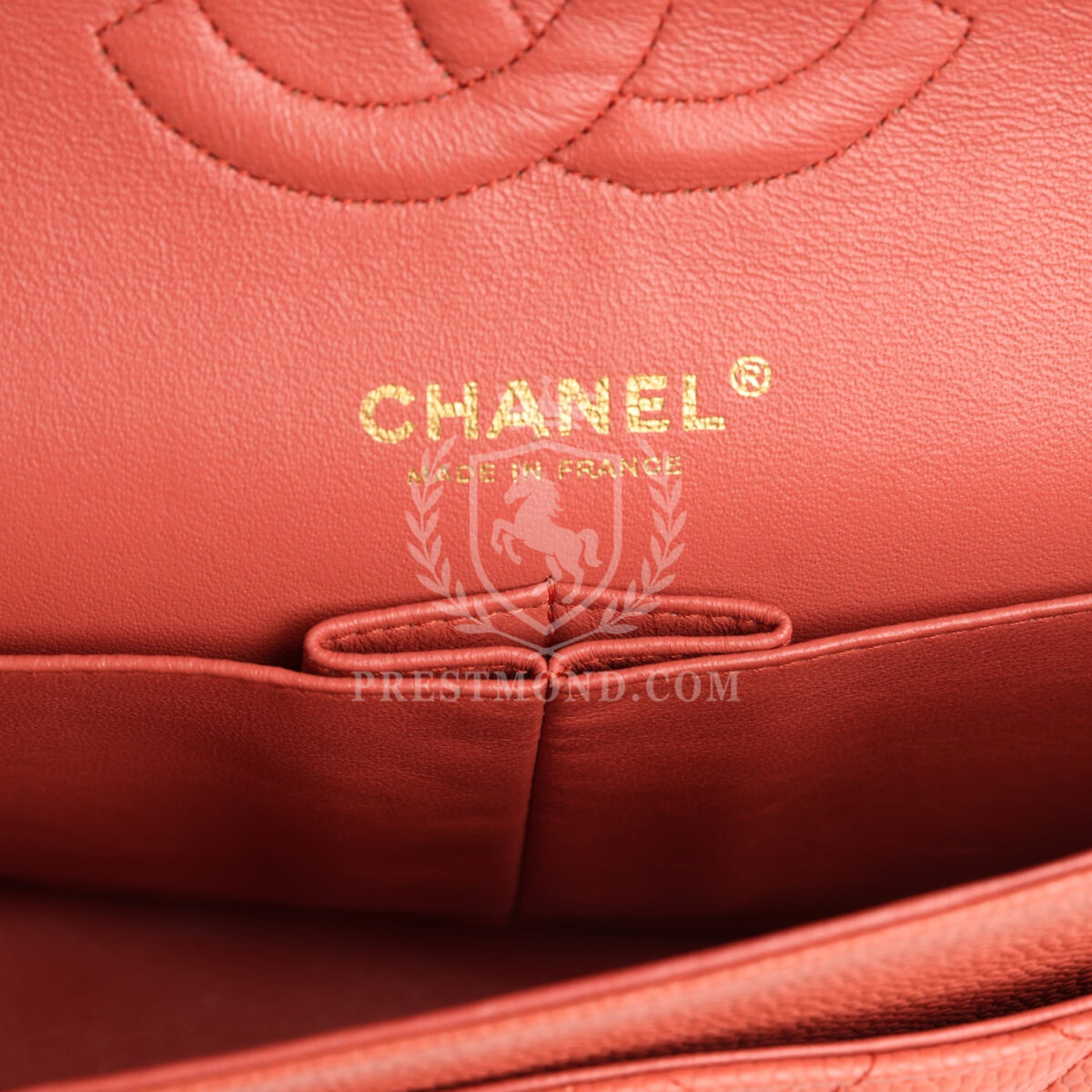 Vintage Chanel Medium Classic Double Flap Coral Caviar Light Gold Hardware — изображение 8