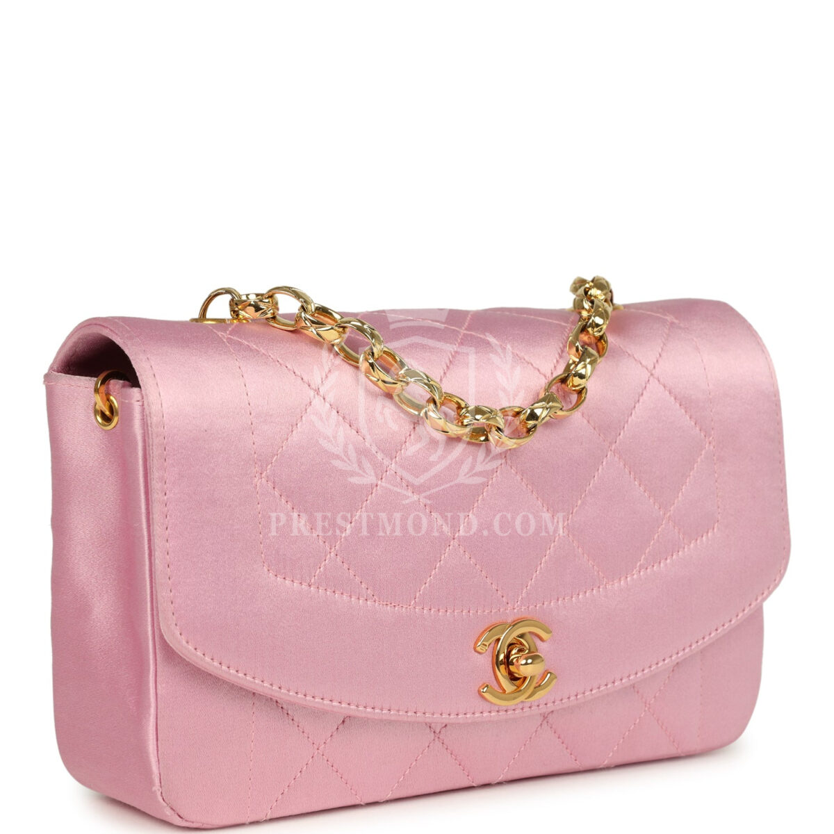Vintage Chanel Mini Diana Flap Bag Pink Satin Gold Hardware — изображение 2