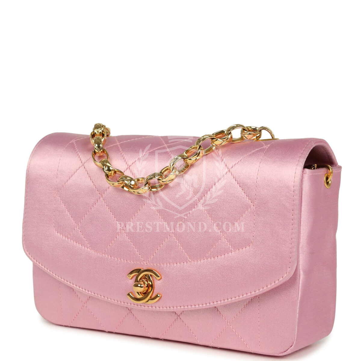 Vintage Chanel Mini Diana Flap Bag Pink Satin Gold Hardware — изображение 5