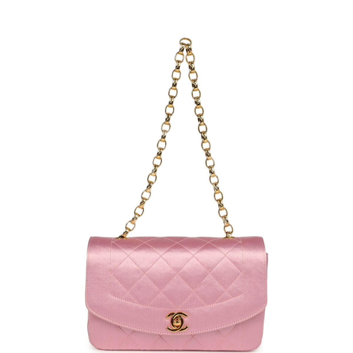 Vintage Chanel Mini Diana Flap Bag Pink Satin Gold Hardware — изображение 7
