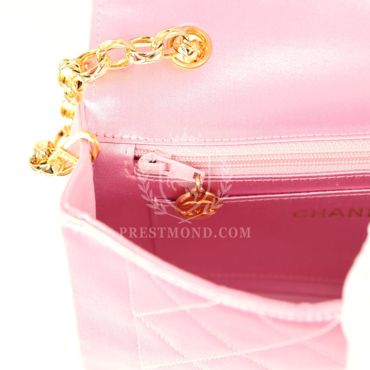 Vintage Chanel Mini Diana Flap Bag Pink Satin Gold Hardware — изображение 10